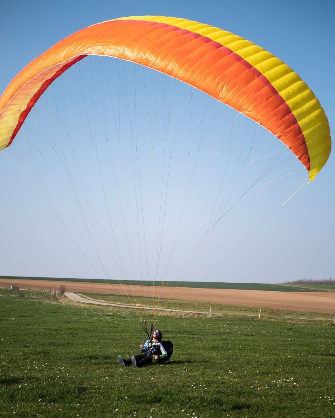 Aerial view during paramotor flight